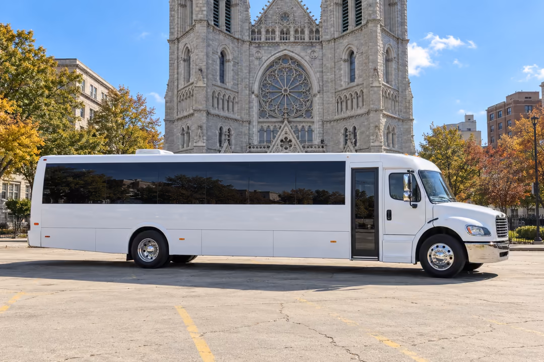 Newark NJ 50 passenger party bus rental exterior