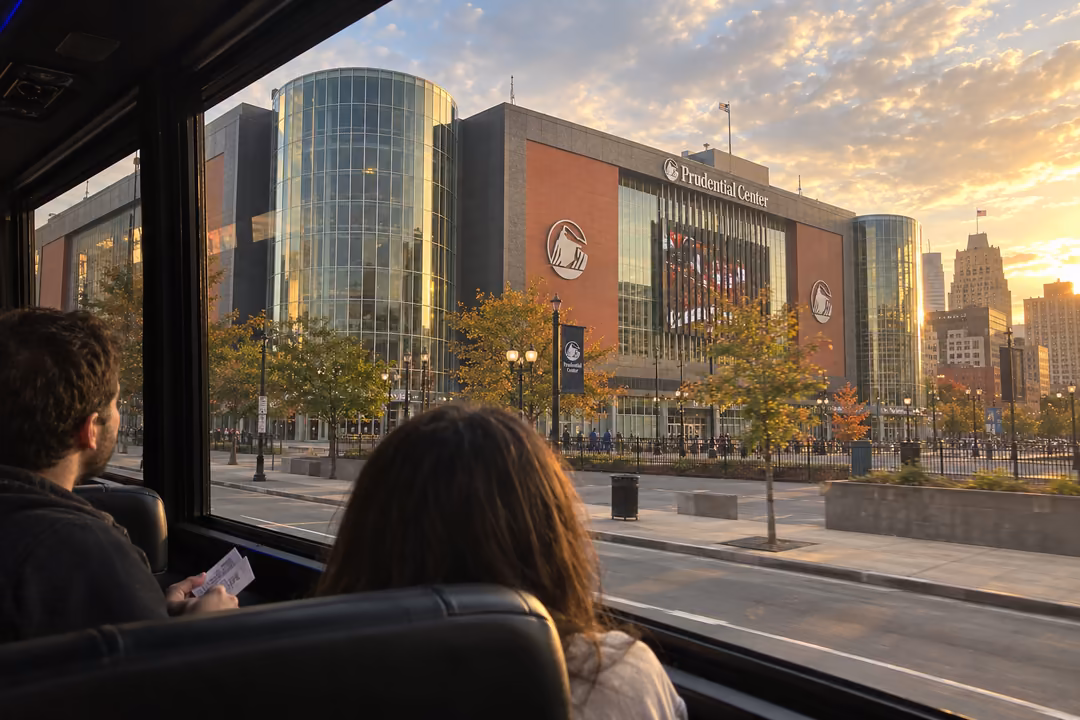 Newark NJ party buses for Devils games and concerts at Prudential center