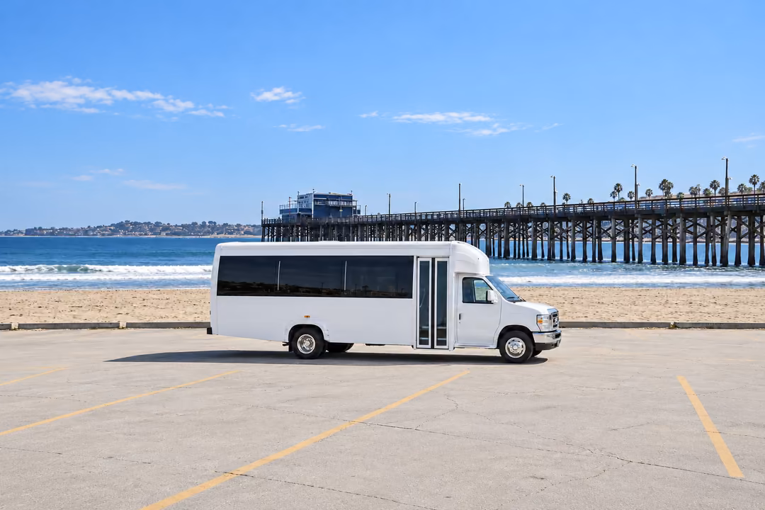 Newport Beach 15 passenger party bus rental exterior