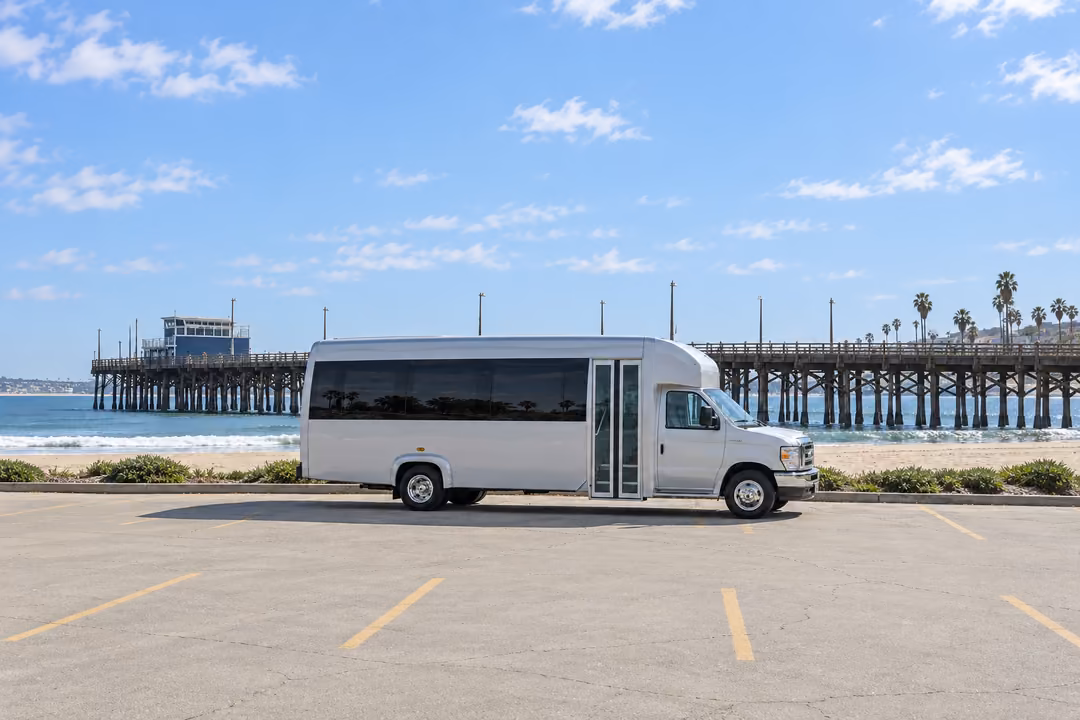 Newport Beach 18 passenger party bus rental exterior