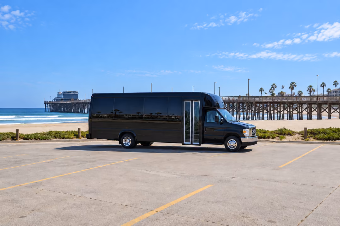 Newport Beach 20 passenger party bus rental exterior