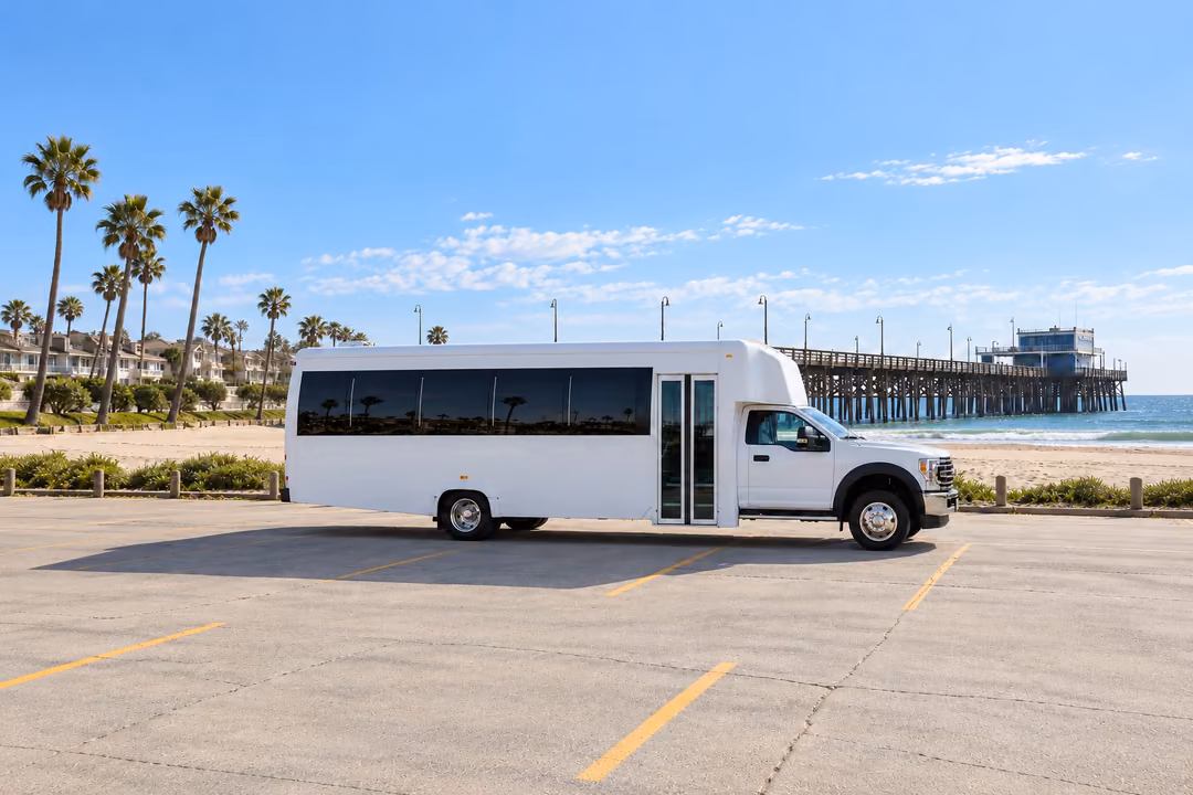 Newport Beach 25 passenger party bus rental exterior