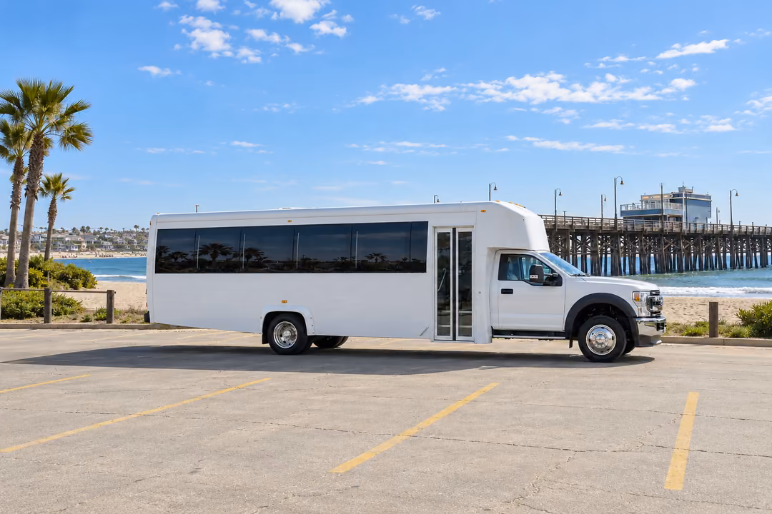 Newport Beach 30 passenger party bus rental exterior