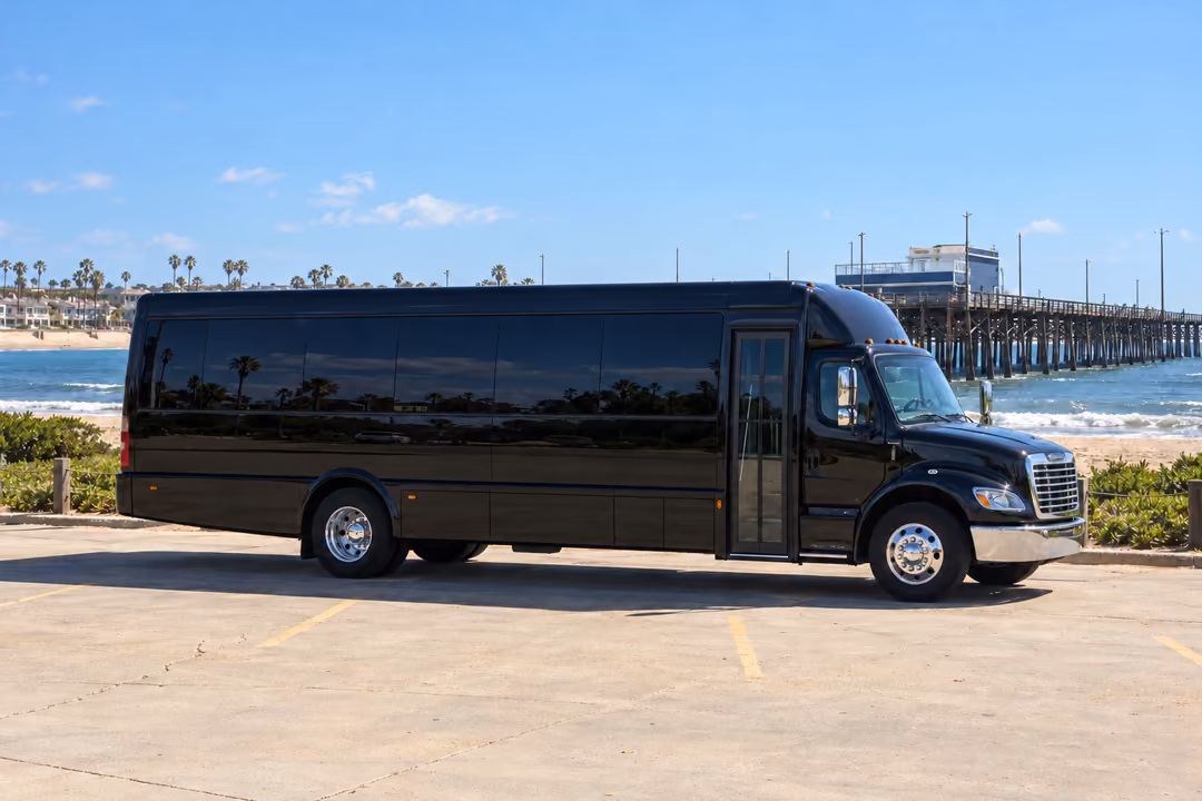 Newport Beach 40 passenger party bus rental exterior