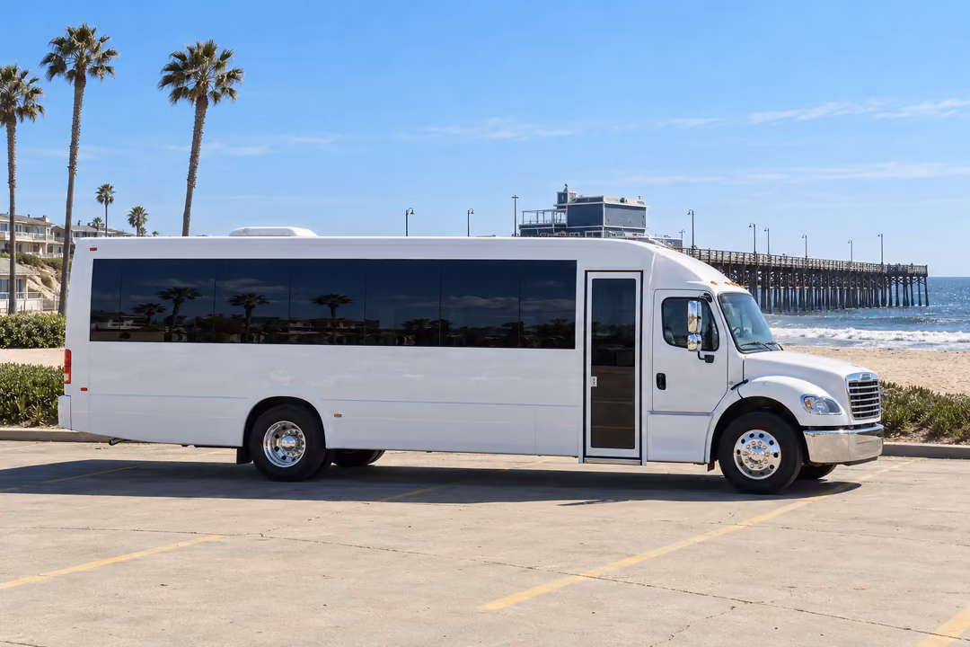 Newport Beach 50 passenger party bus rental exterior