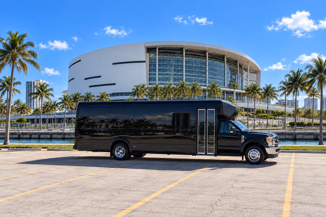 North Miami 28 passenger party bus rental exterior