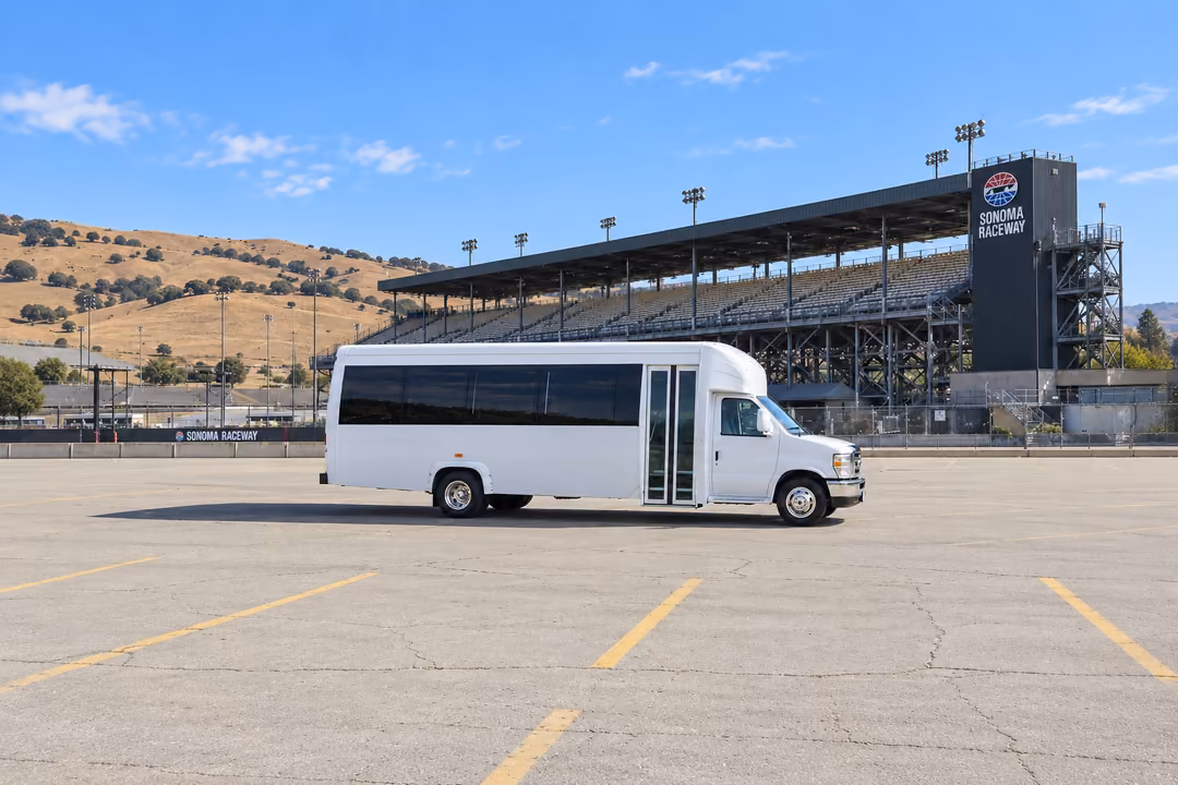 Novato 15 passenger party bus rental exterior