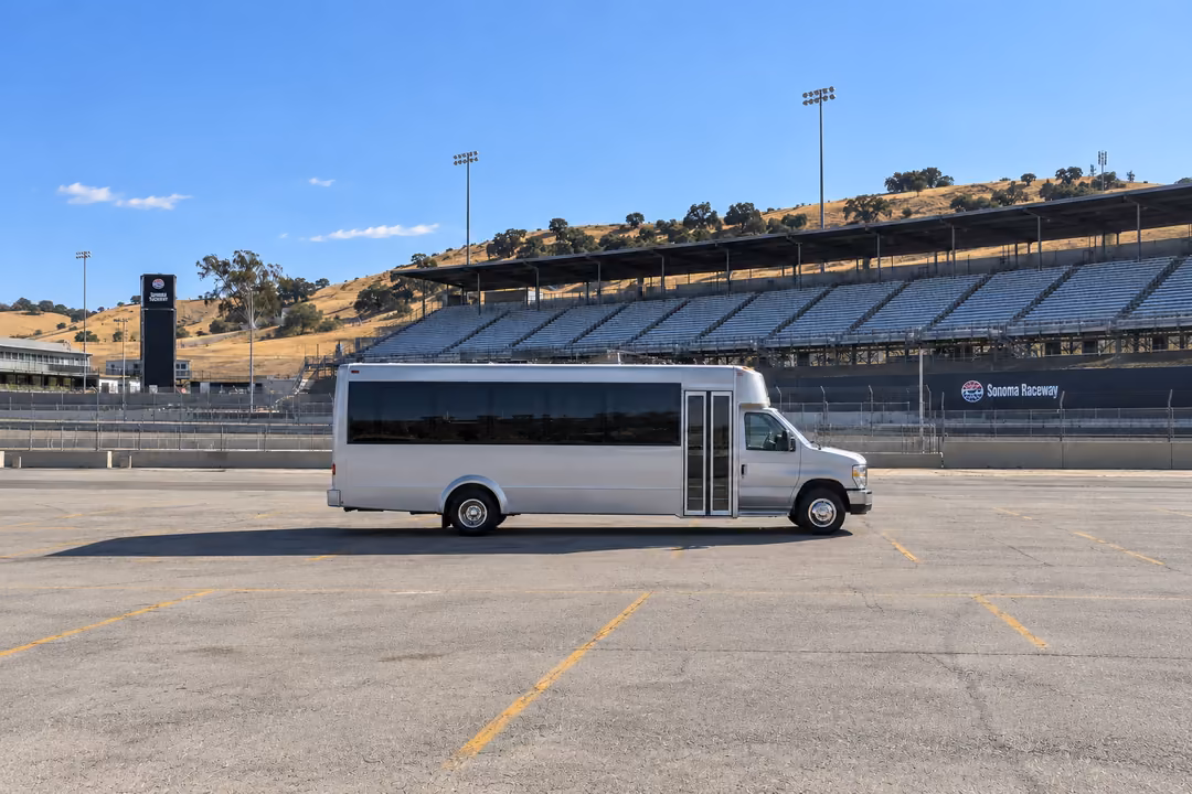 Novato 18 passenger party bus rental exterior