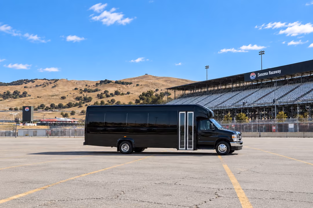 Novato 20 passenger party bus rental exterior