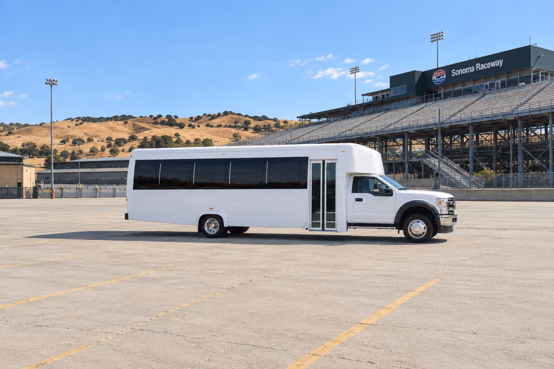 Novato 25 passenger party bus rental exterior