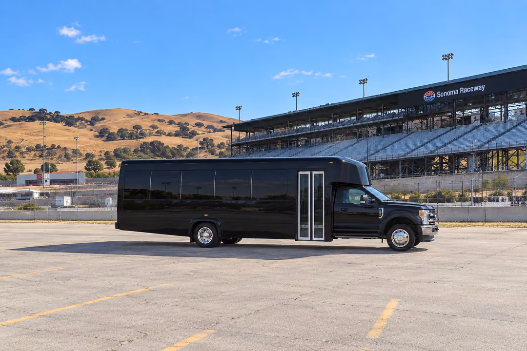 Novato 28 passenger party bus rental exterior