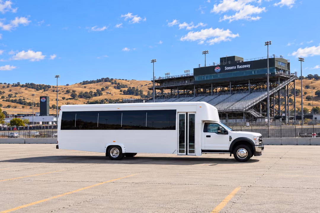 Novato 30 passenger party bus rental exterior