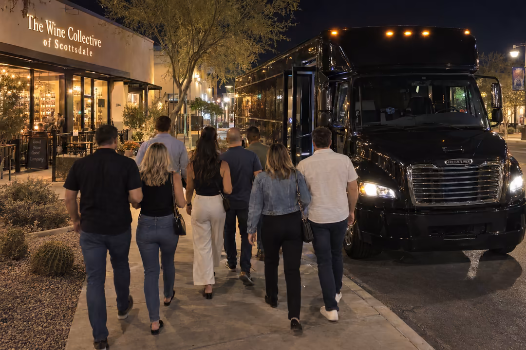 Old Town Scottsdale bachelorette party bus and Wine tour rentals