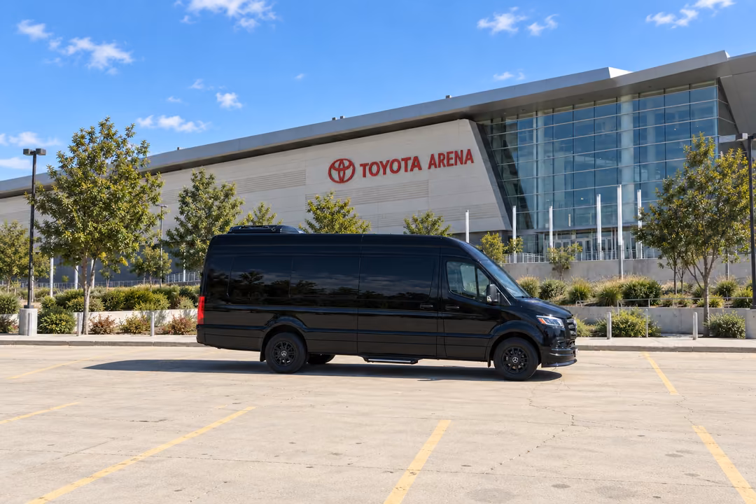 Ontario 14 passenger Sprinter limo rental exterior