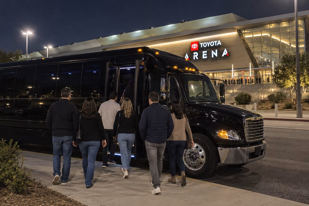 Ontario Reign game night party bus rentals at Toyota arena