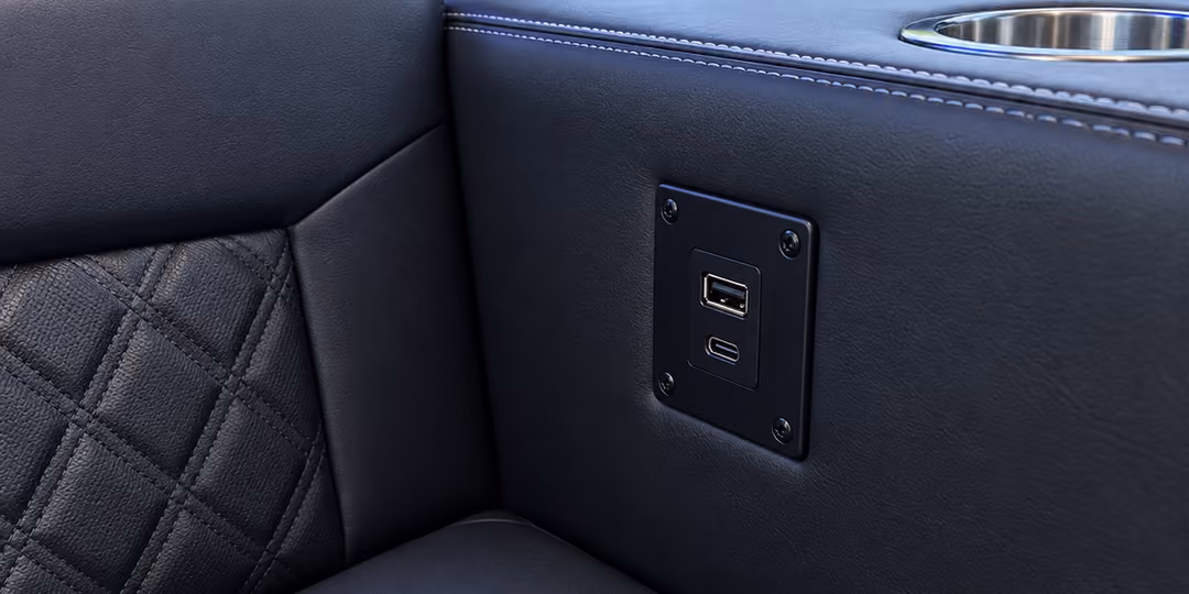 Party bus USB power outlets