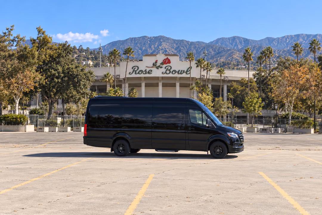 Pasadena 14 passenger Sprinter limo rental exterior