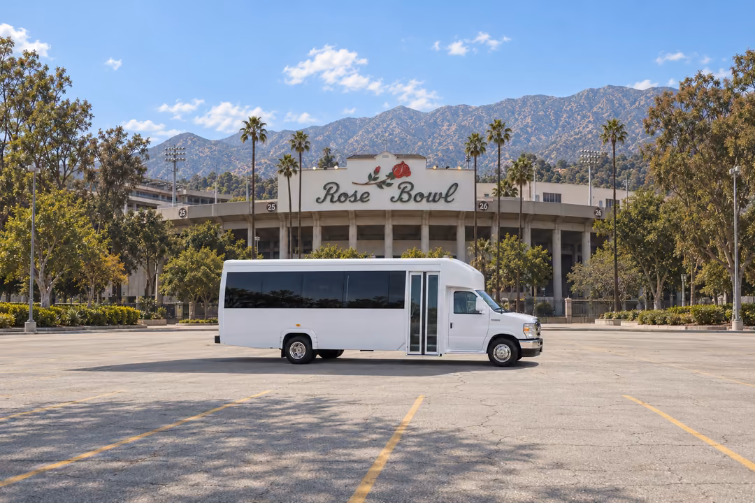 Pasadena 15 passenger party bus rental exterior