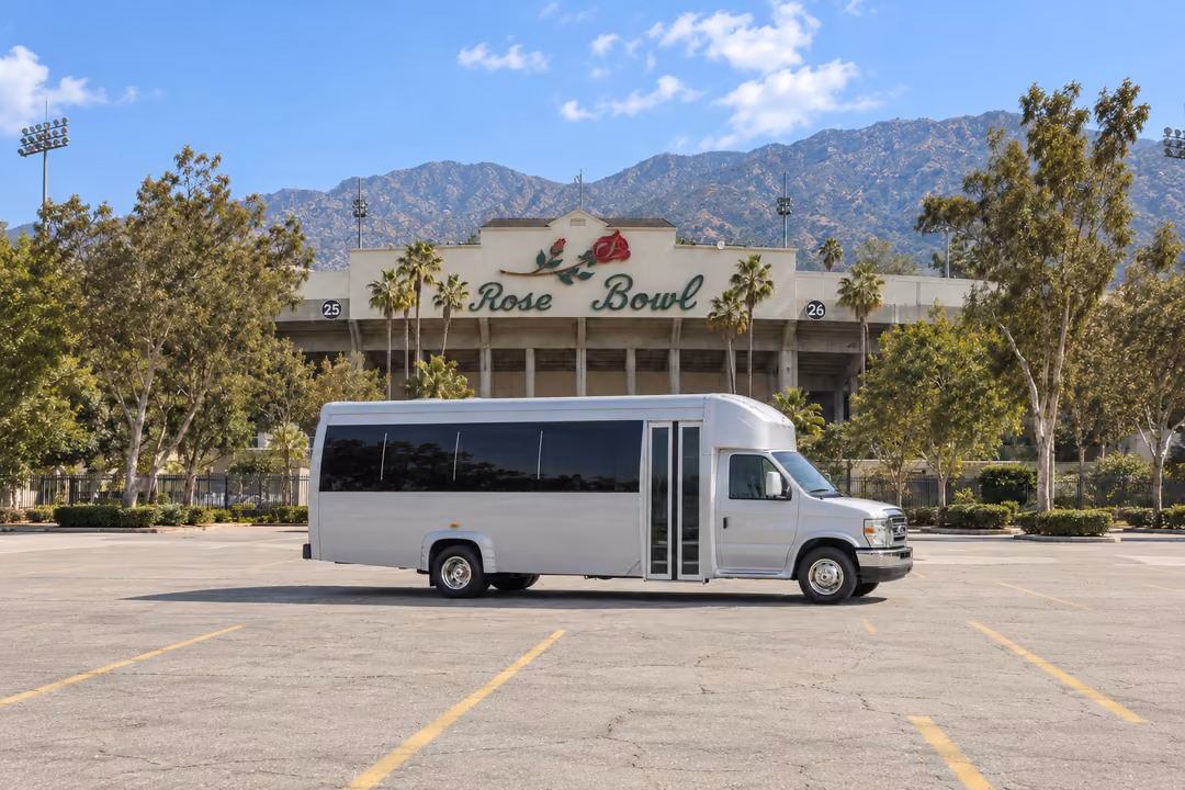 Pasadena 18 passenger party bus rental exterior