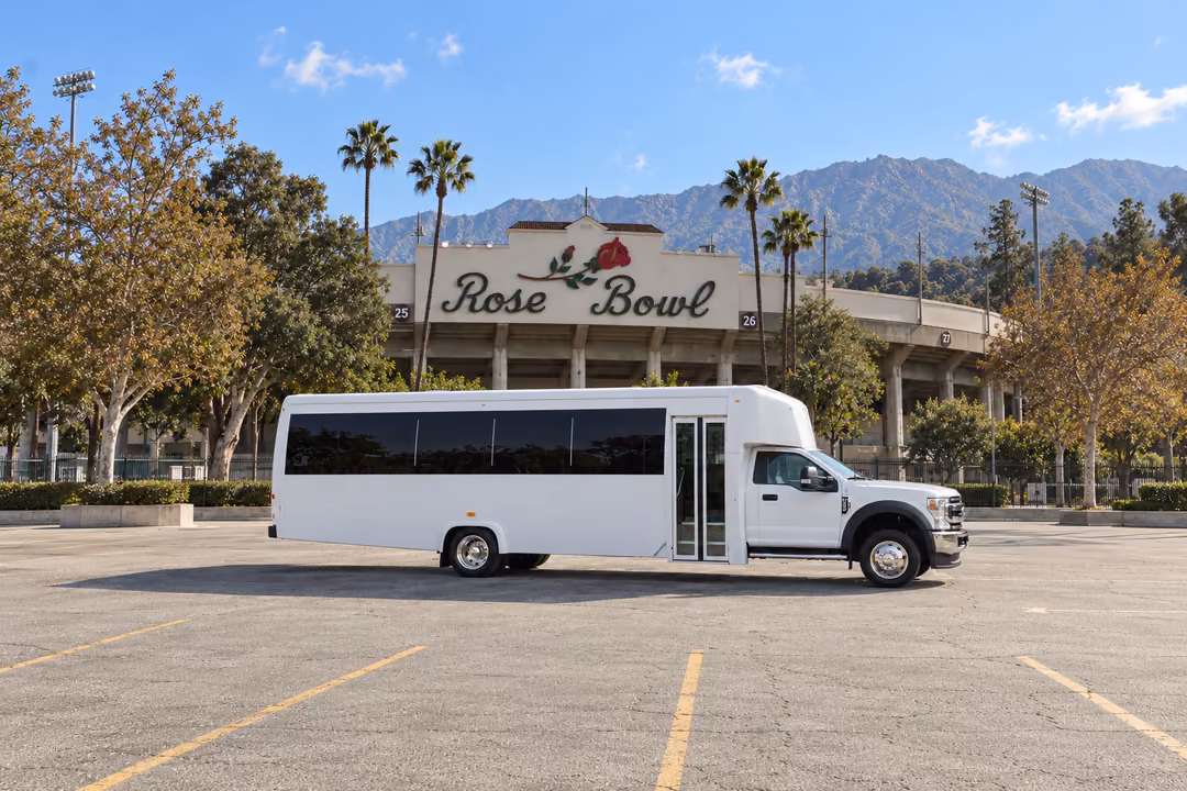 Pasadena 25 passenger party bus rental exterior