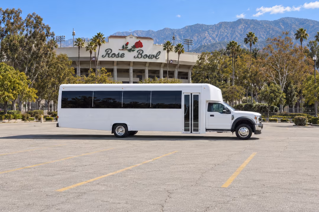 Pasadena 30 passenger party bus rental exterior