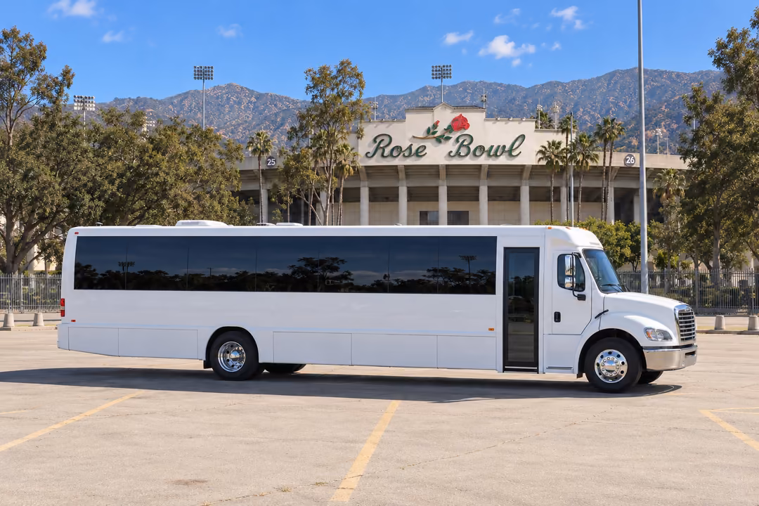 Pasadena 50 passenger party bus rental exterior