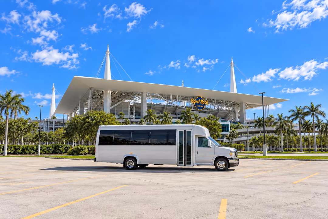 Pembroke Pines 18 passenger party bus rental exterior