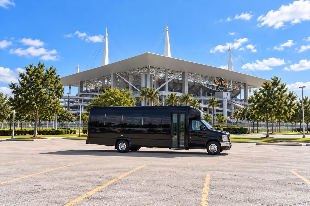 Pembroke Pines 20 passenger party bus rental exterior
