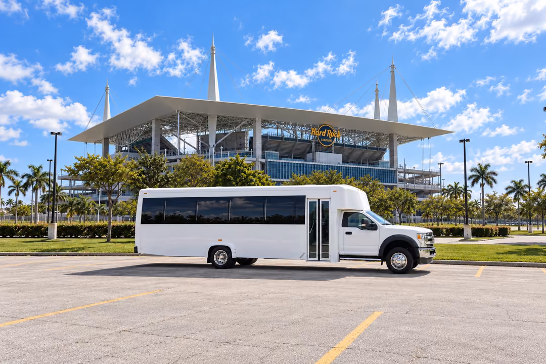 Pembroke Pines 25 passenger party bus rental exterior