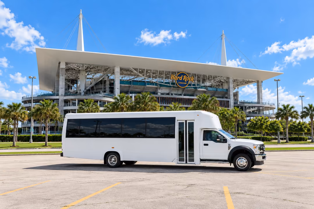 Pembroke Pines 30 passenger party bus rental exterior