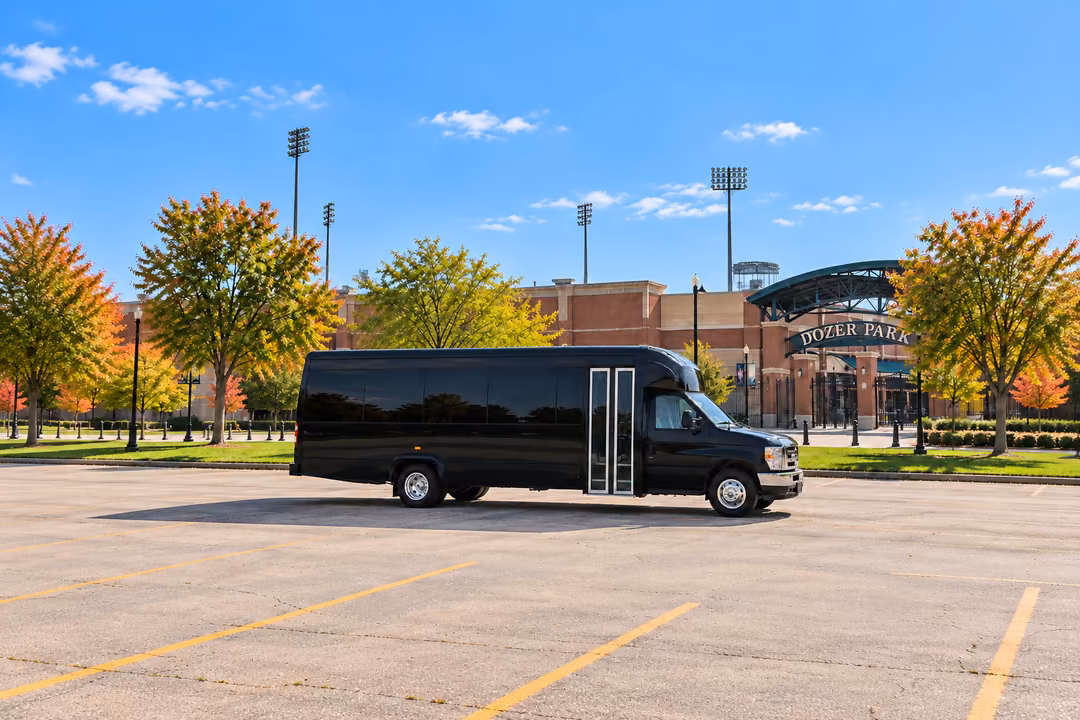 Peoria IL 20 passenger party bus rental exterior