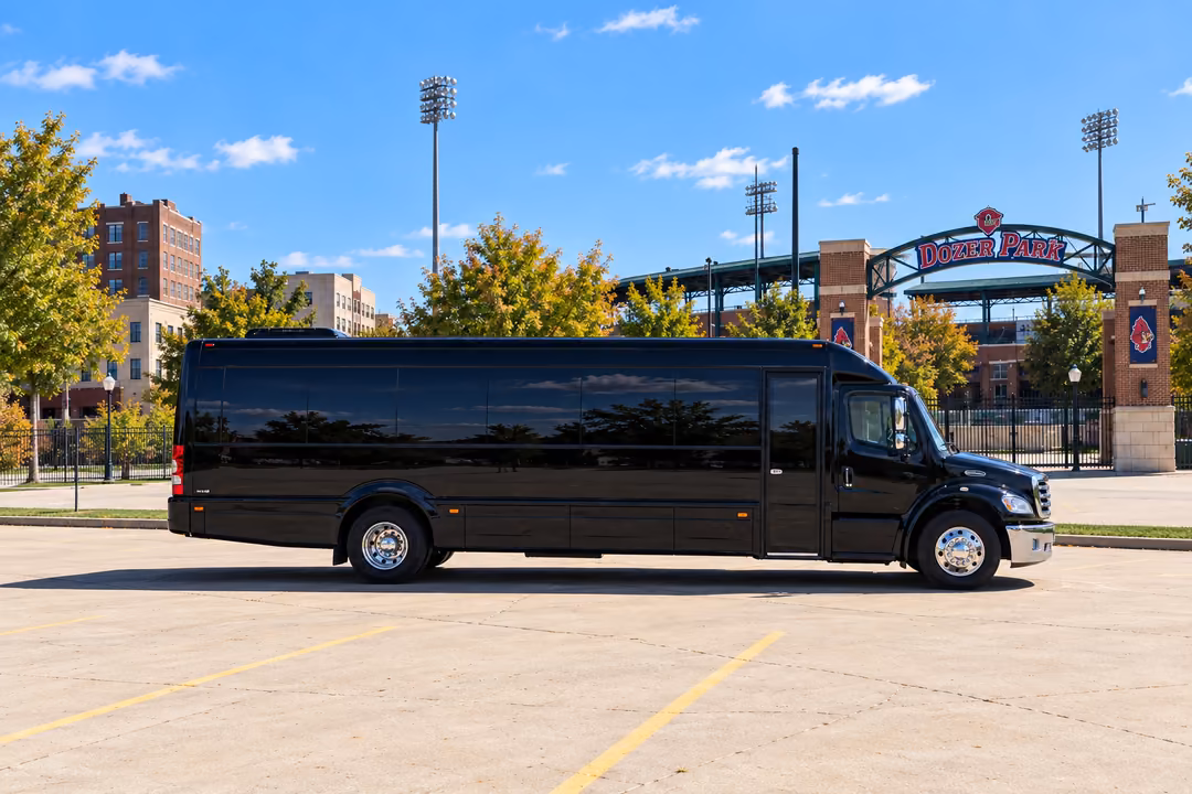 Peoria IL 40 passenger party bus rental exterior