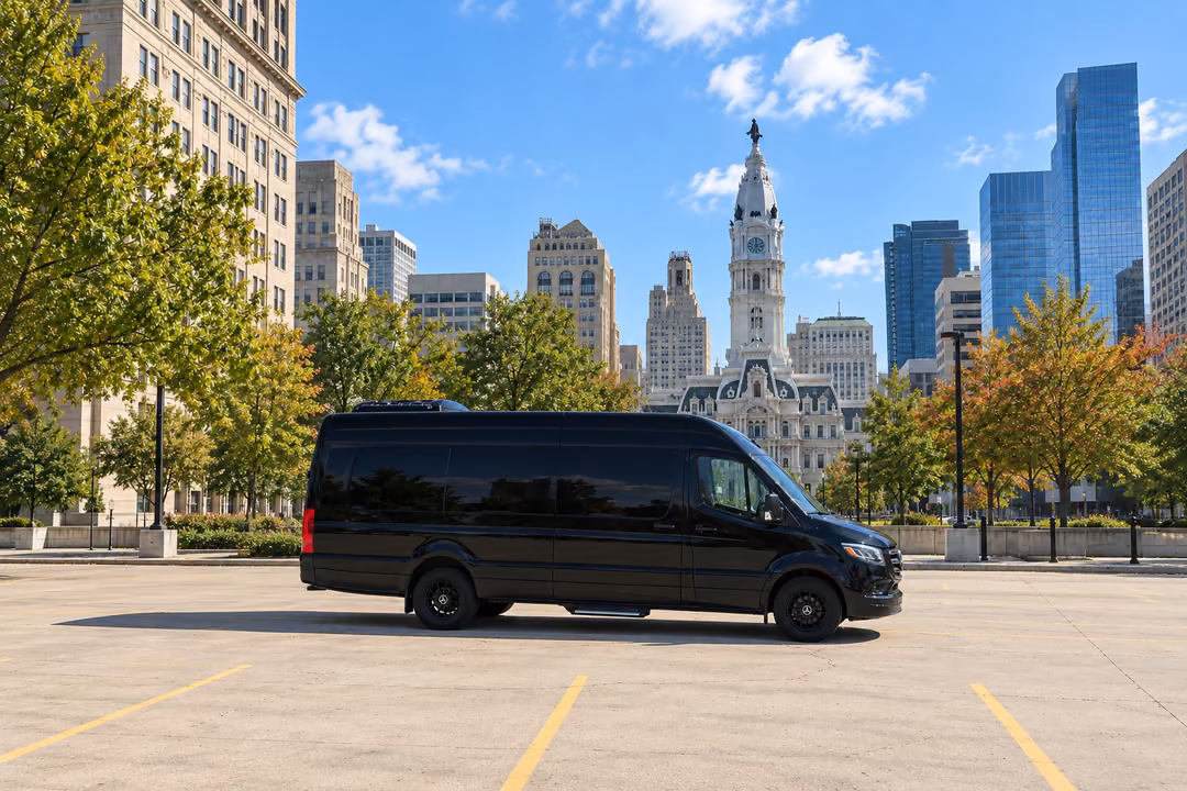 Philadelphia 14 passenger Sprinter limo rental exterior