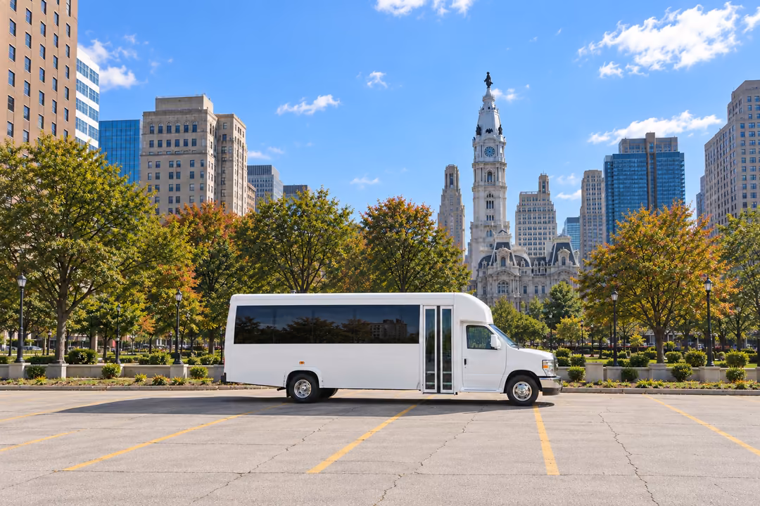 Philadelphia 15 passenger party bus rental exterior
