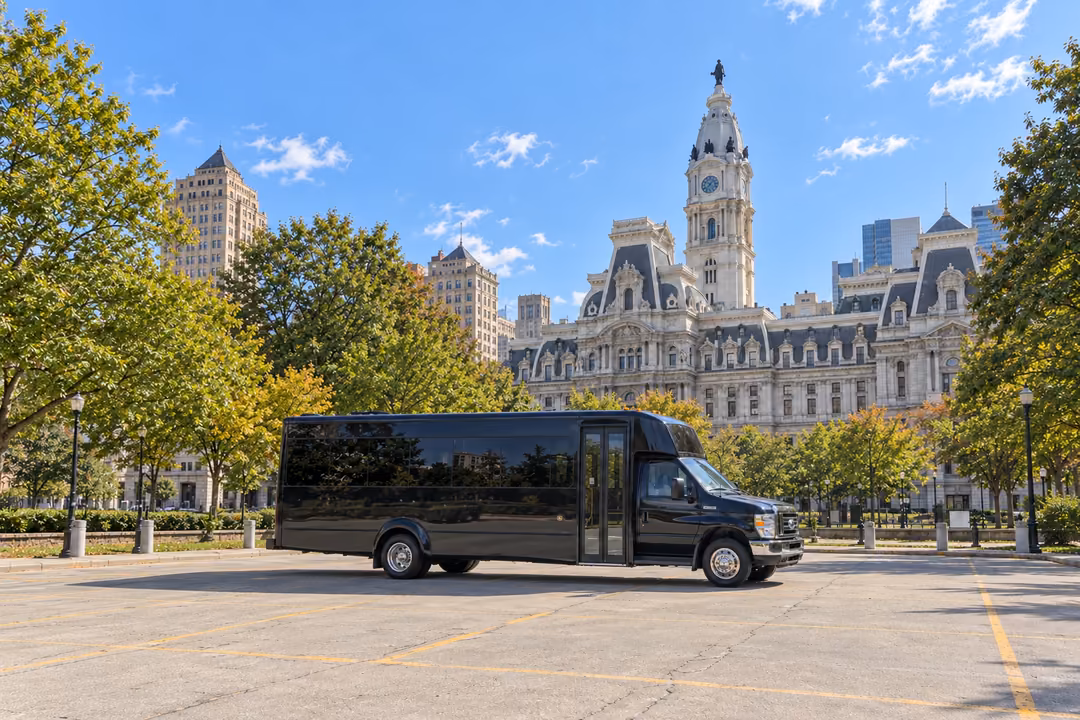 Philadelphia 20 passenger party bus rental exterior