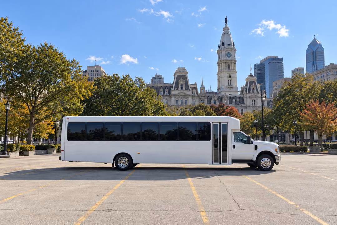 Philadelphia 30 passenger party bus rental exterior