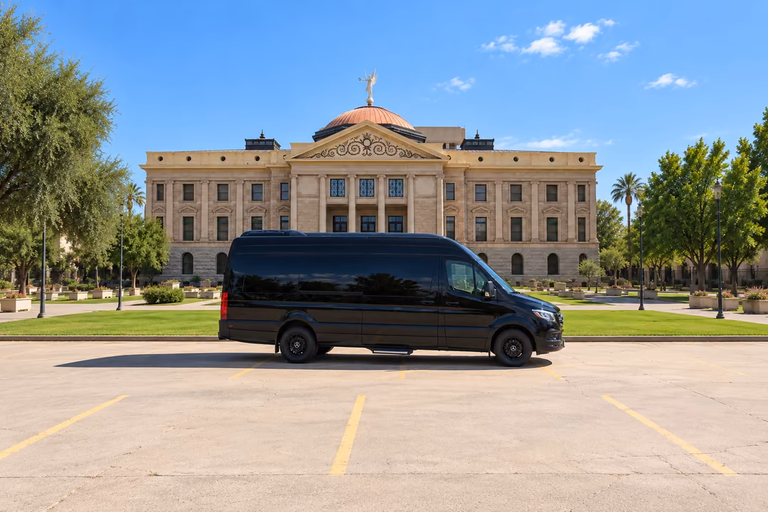 Phoenix 14 passenger Sprinter limo rental exterior