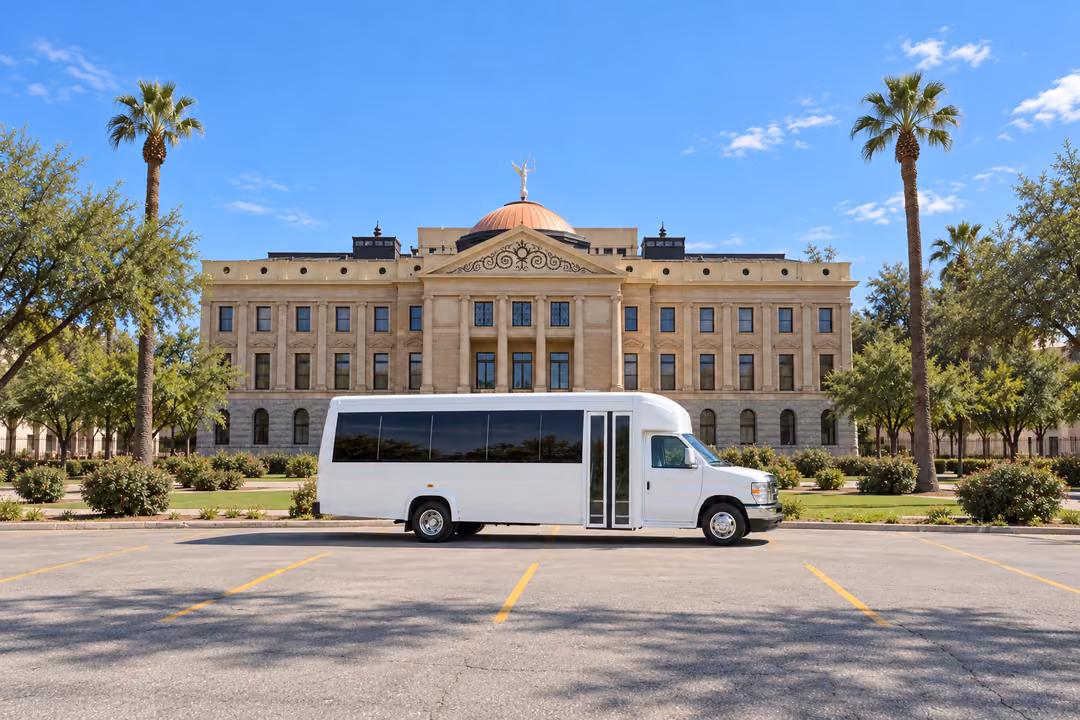 Phoenix 15 passenger party bus rental exterior