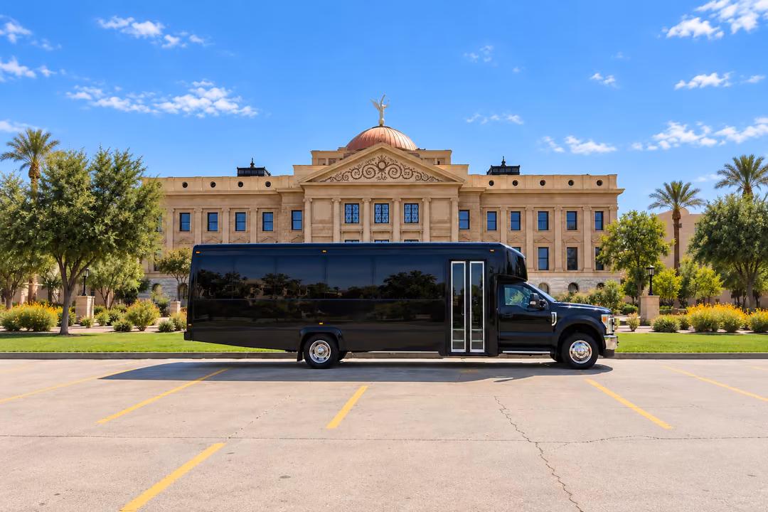Phoenix 28 passenger party bus rental exterior