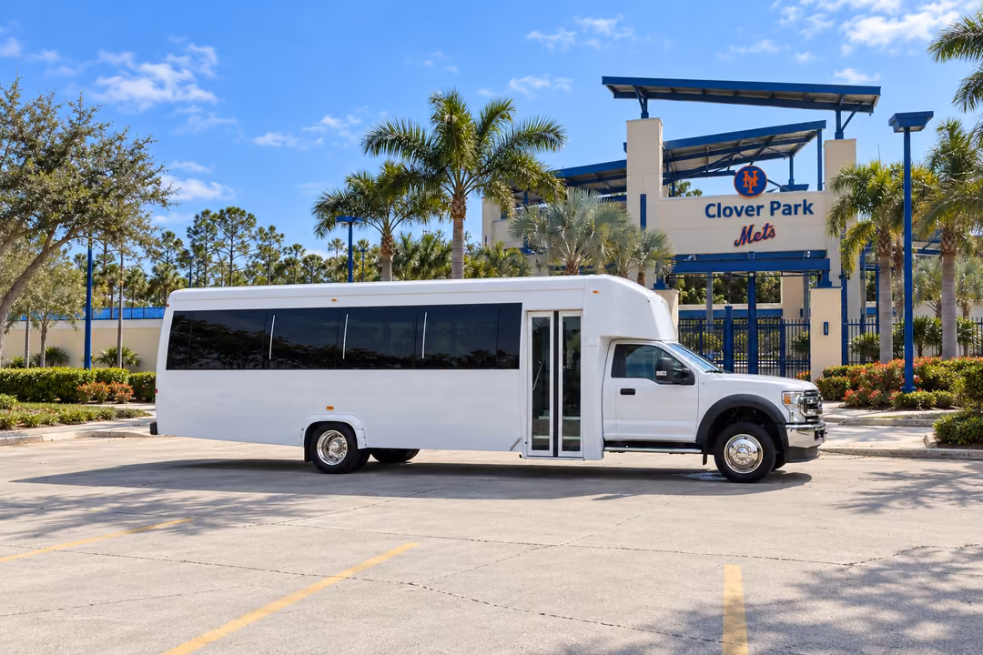 Port St Lucie 30 passenger party bus rental exterior