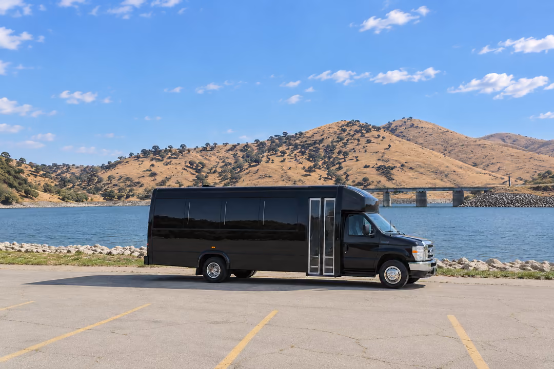 Porterville 20 passenger party bus rental exterior