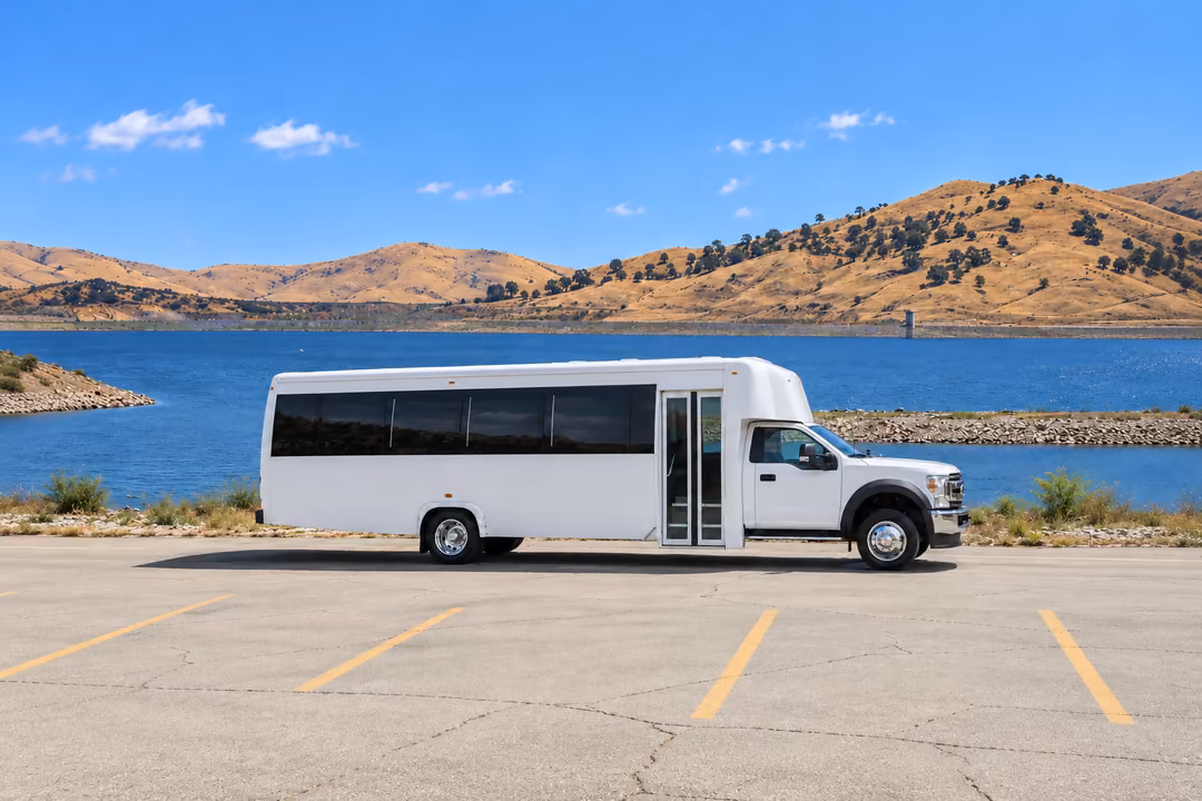 Porterville 30 passenger party bus rental exterior