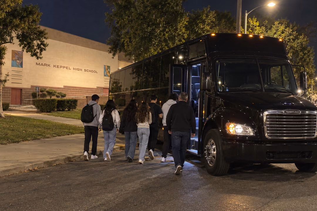 Prom homecoming and school field trip bus rentals in Alhambra
