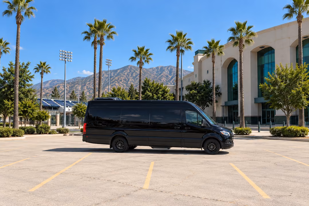 Rancho Cucamonga 14 passenger Sprinter limo rental exterior