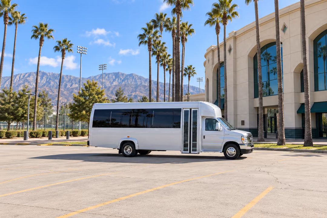 Rancho Cucamonga 18 passenger party bus rental exterior