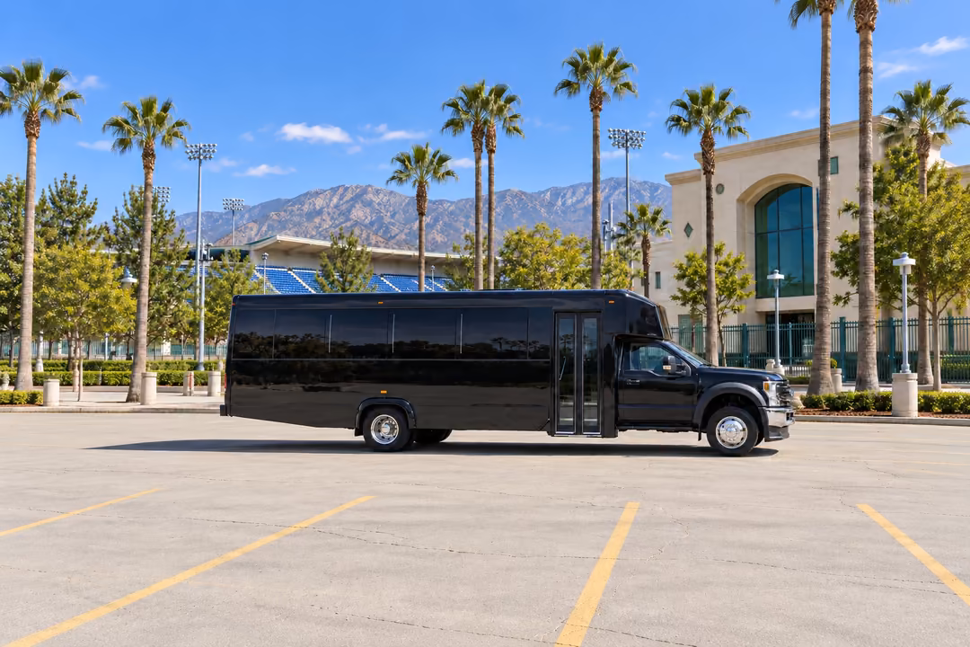 Rancho Cucamonga 28 passenger party bus rental exterior