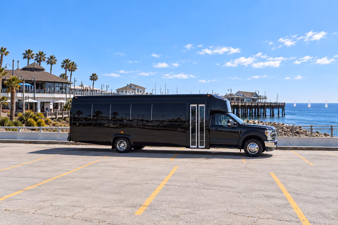 Redondo Beach 28 passenger party bus rental exterior
