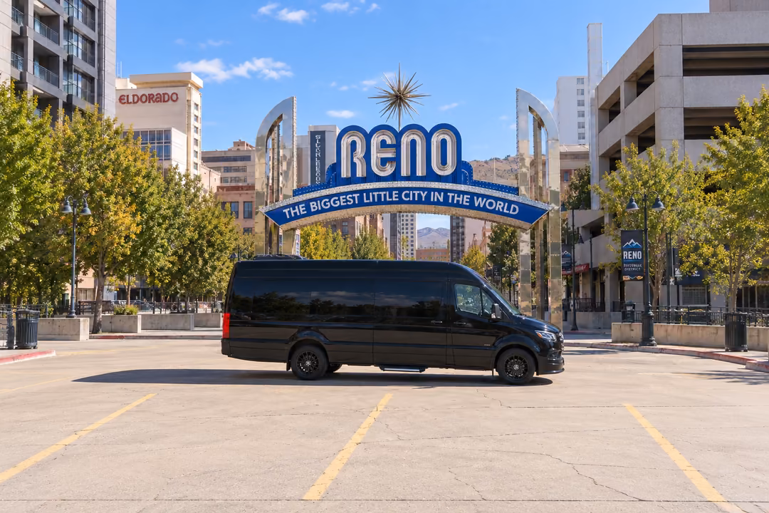 Reno 14 passenger Sprinter limo rental exterior