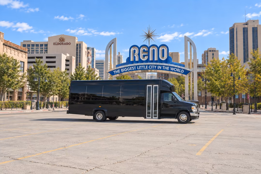 Reno 20 passenger party bus rental exterior