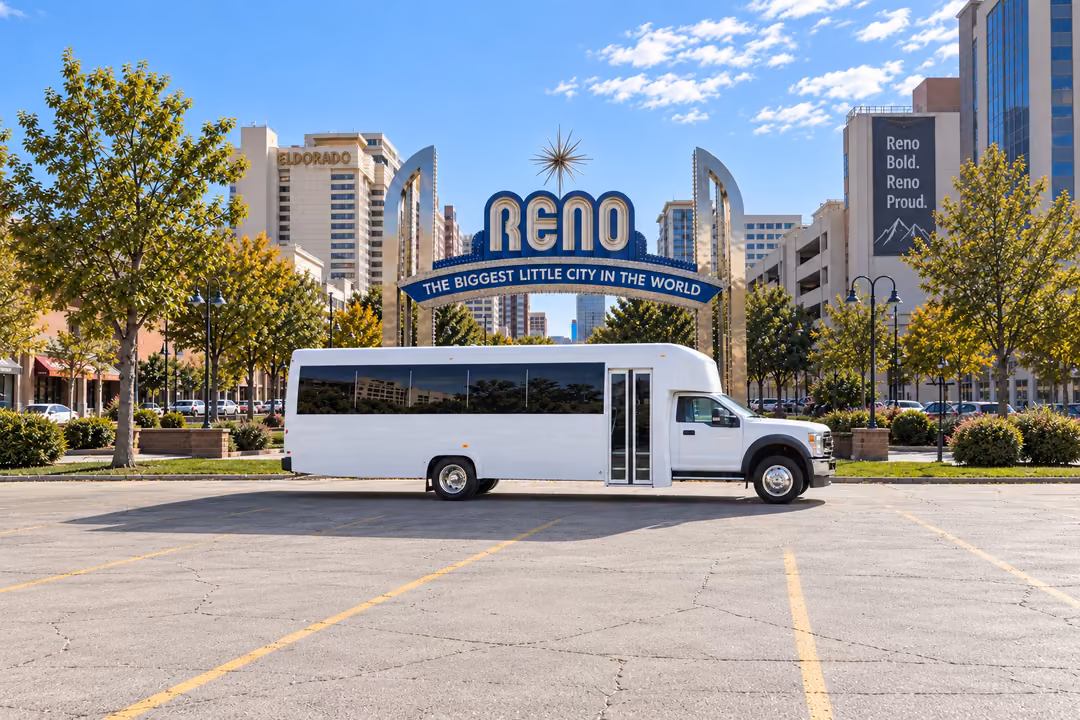 Reno 25 passenger party bus rental exterior